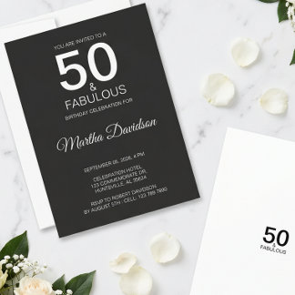 50 & Fabulous Schwarze Elegante Einladung