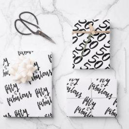 50 & Fabulous - Spaß 50. Geburtstag Geschenkpapier Set