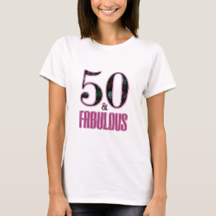 50 & Fabulous Typografie Black Pink 50. Geburtstag T-Shirt