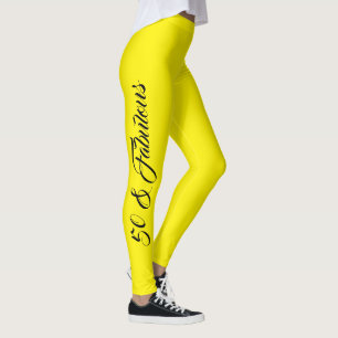 50 & Fabulous Yellow Black Stylish Elegant Girly Leggings