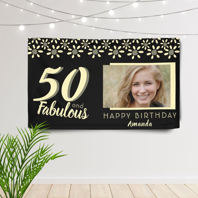 50 & Fabulous Yellow Daisy Blume Wasserfarbe Foto Banner (Von Creator hochgeladen)
