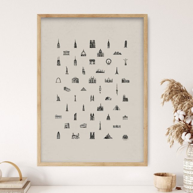 50 Famous Buildings Print, Architecture, Architect Poster (Von Creator hochgeladen)