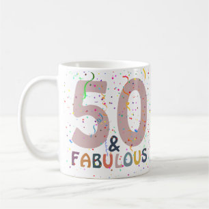 50 & Fantastisch Konfetti Rosa Moderne Typografie Kaffeetasse