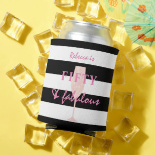 50 & Fantastisch Pink Glitter auf Schwarz und Weiß Dosenkühler