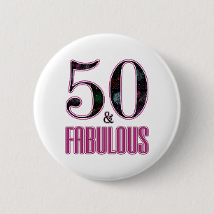50 & Fantastisch Pink Schwarze Typografie 50. Gebu Button