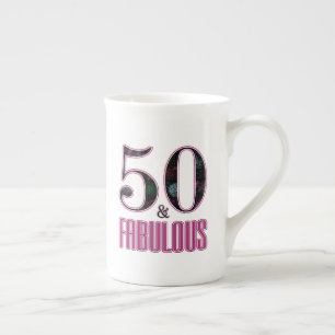 50 & Fantastisch Pink Schwarze Typografie 50. Gebu Prozellantasse