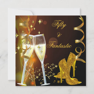 50 & Fantastische Fabelhafte Gold Champagner Schuh Einladung