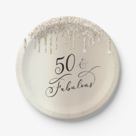50 Fantastische Glitzer Gold Champagne Geburtstags Pappteller