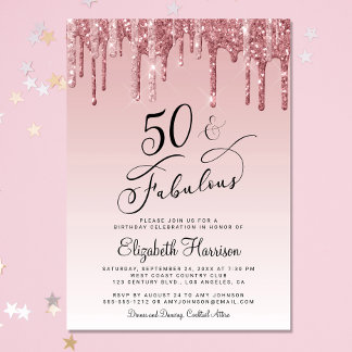 50 Fantastische Glitzer Rose Gold Pink Geburtstags Einladung