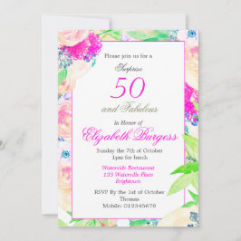 50 Fantastische Rose mit Blumen Rosa Chic Geburtst Einladung