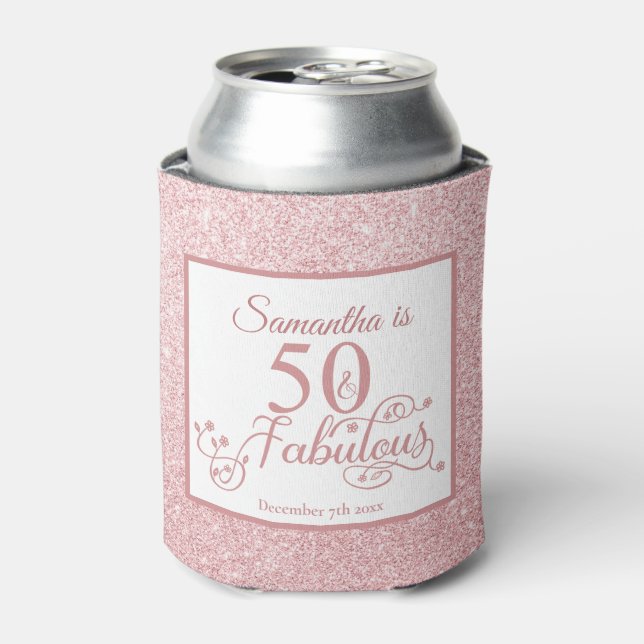 50 Fantastischer Rose Glitzer Elegant 50. Geburtst Dosenkühler (Kanne Vorderseite)