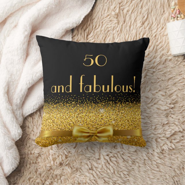 50 Fantastischer schwarzer Goldbogen elegant Kissen (Decke)