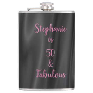 50 & Fantastisches Black & Pink Elegant Satin Look Flachmann