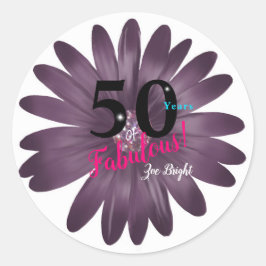 50 Fantastisches, lila Glitzer Runder Aufkleber