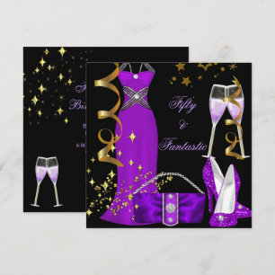 50  Fantastisches lila Kleid Schwarz Gold Geburtst Einladung