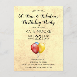 50 Fine Fabulous Geburtstag Einladungspostkarte