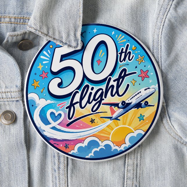 50. Flug Flugzeug farbenfrohes Souvenir Button (Beispiel)