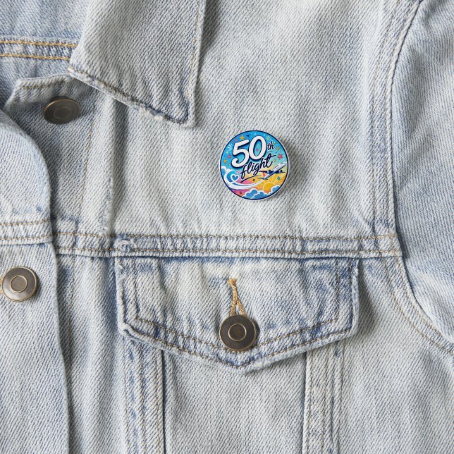 50. Flug Flugzeug farbenfrohes Souvenir Button (Beispiel)
