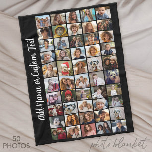 50 Foto-Collage - Benutzerdefinierter Text - Schwa Fleecedecke