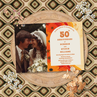 50. Foto zum Hochzeitstag der 70er Jahre Einladung
