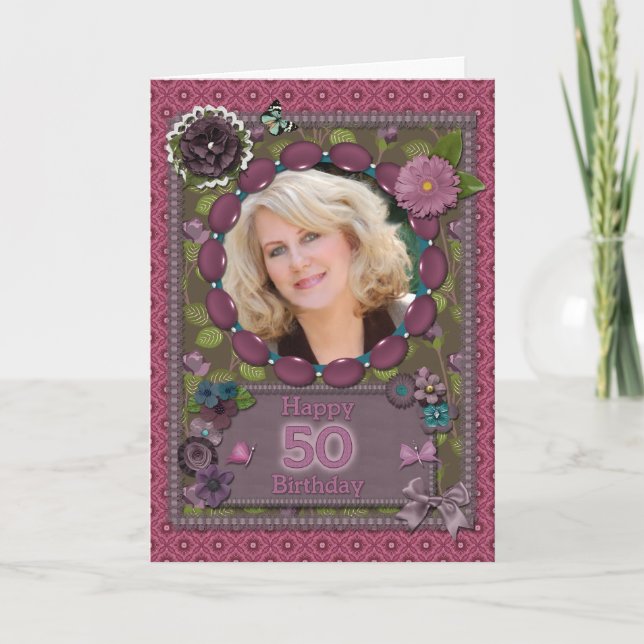 50. Fotokarte für einen Geburtstag Karte (Vorderseite)