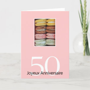 50. Französisch Geburtstag Macaron-Joyeux Annivers Karte