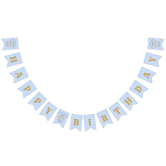 50. Geburtstag 1972 Blue Gold Name Chic Wimpelkette (Alle)