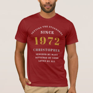 50. Geburtstag 1972 Red White Gold Elegant Name T-Shirt