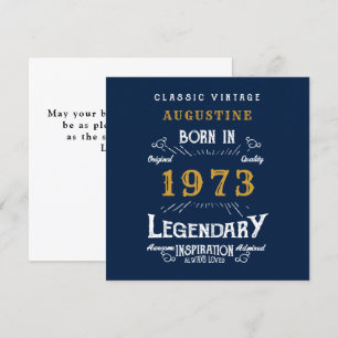 50. Geburtstag 1973 Retro Blue Gold Karte