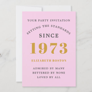 50. Geburtstag 1973 Rosa Graues Jahr für den neuen Einladung