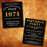 50. Geburtstag 1974 Schwarzes Gold Personalisiert  Flyer<br><div class="desc">Elegantes Schwarz und Gold 50. Geburtstags Einladung - Erstellen Sie Ihr eigenes Personalisiertes Design. Die Bühne für eine bemerkenswerte Feier zu setzen beginnt mit der vollkommenen Einladung. Unsere elegante Schwarz-Gold-Einladung zum 50. Geburtstag ist die perfekte Wahl für dieses Meilenstein-Event. Schwarz gebadet für eine Touch von Eleganz und goldverziert für eine...</div>