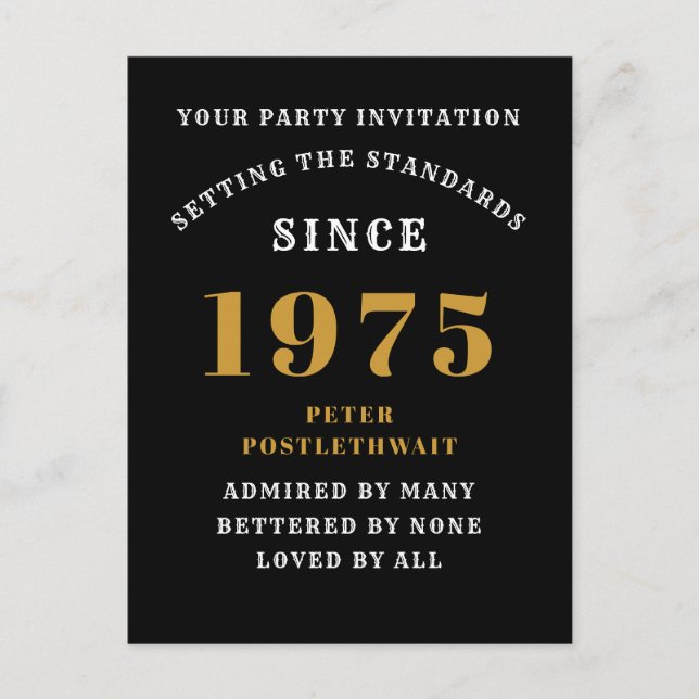 50. Geburtstag 1975 Black Gold Postkarte (Vorderseite)