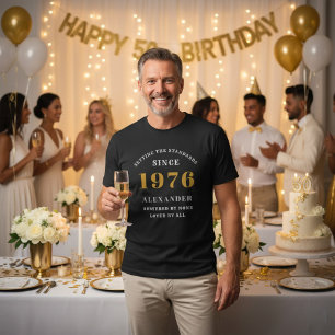 50. Geburtstag 1976 Schwarz Weiß Gold Elegant Name T-Shirt