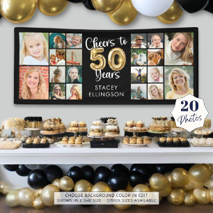50. Geburtstag 20 Foto Collage Cheers to 50 Years Banner