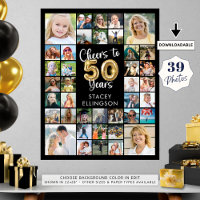 50. Geburtstag 39 Foto Collage freut sich auf Jahr