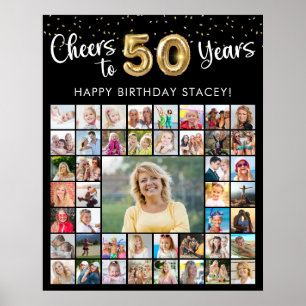 50. Geburtstag 45 Foto-Collage Prost auf die Jahre Poster