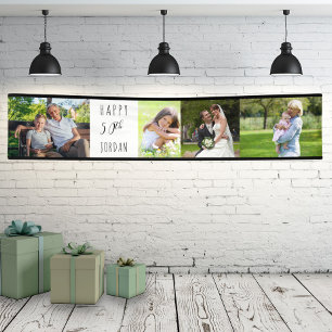 50. Geburtstag 4 Foto Personalisierter Streifen Banner