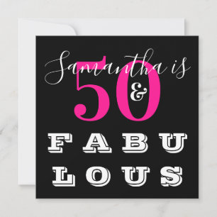 50. Geburtstag 50 fabelhafte Hot Pink Geburtstagsp Einladung
