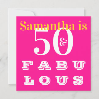 50. Geburtstag 50 fabelhafte Hot Pink Geburtstagsp Einladung