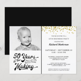 50. Geburtstag 50 JAHRE IM MAKING Gold Confetti Einladung