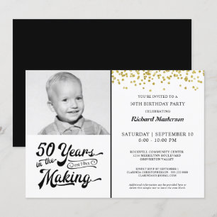 50. Geburtstag 50 JAHRE IM MAKING Gold Confetti Einladung