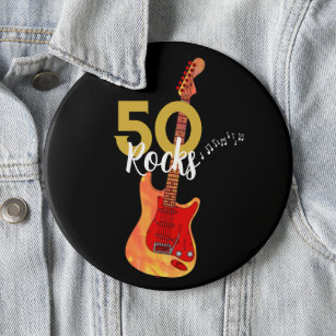 50. Geburtstag 50 Rocks Gitarre Button