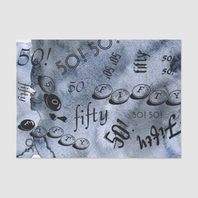 50. Geburtstag 50. Schwarz über dem Hügel Seidenpapier (Vorderseite)