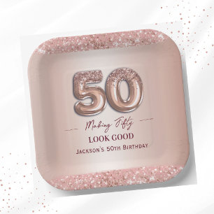 50. Geburtstag 50 sieht gut aus Roségold Pappteller