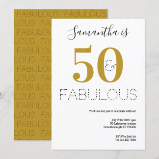 50. Geburtstag 50 und Fab Typografie Gold Party Einladung