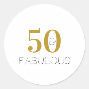 50. Geburtstag 50 und fabelhaft Gold Weiß Runder Aufkleber