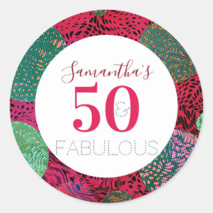 50. Geburtstag 50 und fabelhaftes, einzigartiges P Runder Aufkleber