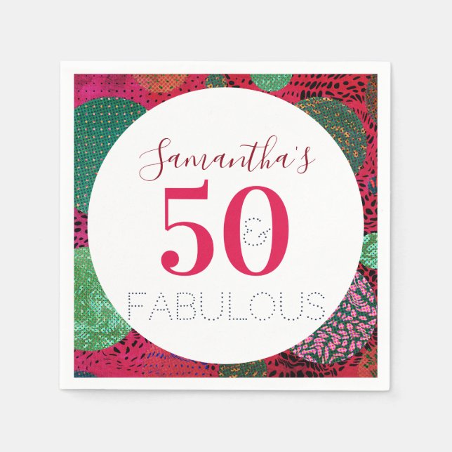 50. Geburtstag 50 und fabelhaftes, einzigartiges P Serviette (Vorderseite)