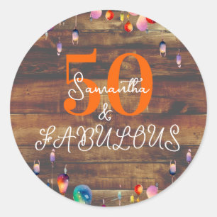 50. Geburtstag 50 und fabelhaftes rustikales Party Runder Aufkleber
