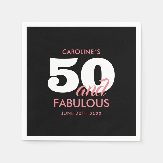 50. Geburtstag 50 und vorzüglich Serviette (Vorderseite)
